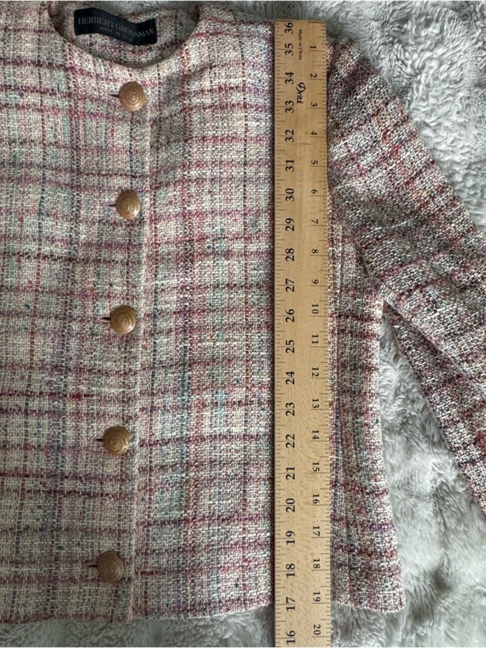 Classic Pink Tweed Button-Front Jacket - Picture 5 of 5
